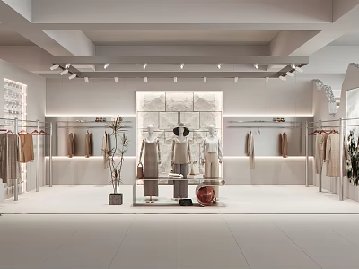 Modern Clothing Store Interior With Stylish Garments On Racks And Elegant 3d model