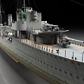 Realistic 3D Model Of A Military Warship With Cannons And Deck