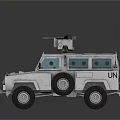 UN White Armored Vehicle With Roof Mounted Equipment And Off Road Features