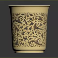 Artistic Golden Cup Featuring Intricate Floral Carvings And Detailed Sculptural Design