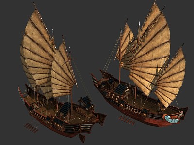 Ancient Chinese Ship Building Ship Fu Ship Sailing Ship Ancient Warship Sailing Ship Fu Ship Wide Ship Sailing Ship 3d model