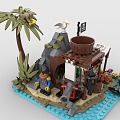 Lego LEGO Toy Blocks Island Pirate Coconut Tree Treasure Base Shipwreck 3d model