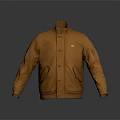 Stylish Brown Leather Jacket With Stand Up Collar And Front Zipper