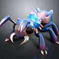 3D Model Spider With Blue Purple Gradient Body And Crystal Like Back Structures