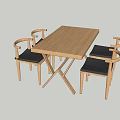 Wooden Dining Table Set With Four Armrest Chairs And Modern Design 3d model