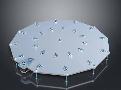Futuristic Sci Fi Octagonal Platform With Small Robotic Devices On Surface 3d model