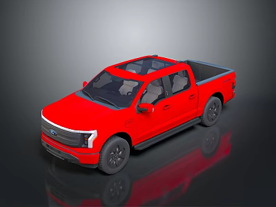 Red Modern Pickup Truck 3D Render With Sleek Front Fascia And Cargo Bed 3d model
