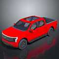 Red Modern Pickup Truck 3D Render With Sleek Front Fascia And Cargo Bed