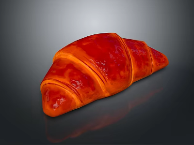 Appetizing Red Glazed Croissant With Shiny Surface On Dark Background 3d model