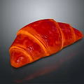 Appetizing Red Glazed Croissant With Shiny Surface On Dark Background 3d model