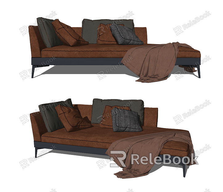 Modern chaise longue double sofa model