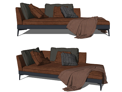 Modern chaise longue double sofa model