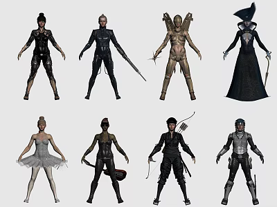 Game And Movie Characters With Detailed Costumes Weapons And Diverse Poses 3d model