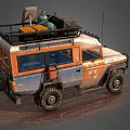 Vintage Orange And Blue Off-Road Vehicle With Roof Rack Gear Bull Bar And Off-Road Tires