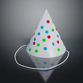 White Cone Party Hat With Colorful Polka Dots Red Green Blue White String Band Reflection