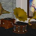 retro phonograph record player 3d model