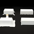 White Tablecloths Covering Various Shaped Tables For Event Decoration Setup 3d model