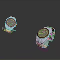 Two Modern Stylish Watches With Metallic Straps And Black Dials On Reflective Surfaces