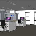 Modern Laboratory Interior Equipped With Workstations Computers Ergonomic Chairs And Cabinetry 3d model