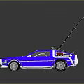 Classic Blue Two Door Car With Roof Mounted Antenna And Retro Styled Equipment