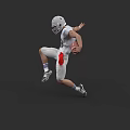 Game Character American Football Player in White Uniform with Helmet and Football Running