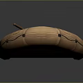 Brown Inflatable Boat With Wooden Slats Floor And Central Wooden Oar