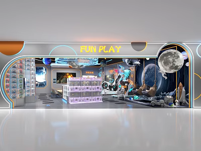 Fun Play Kids Play Area With Space Theme Moon Planets And Play Equipment 3d model