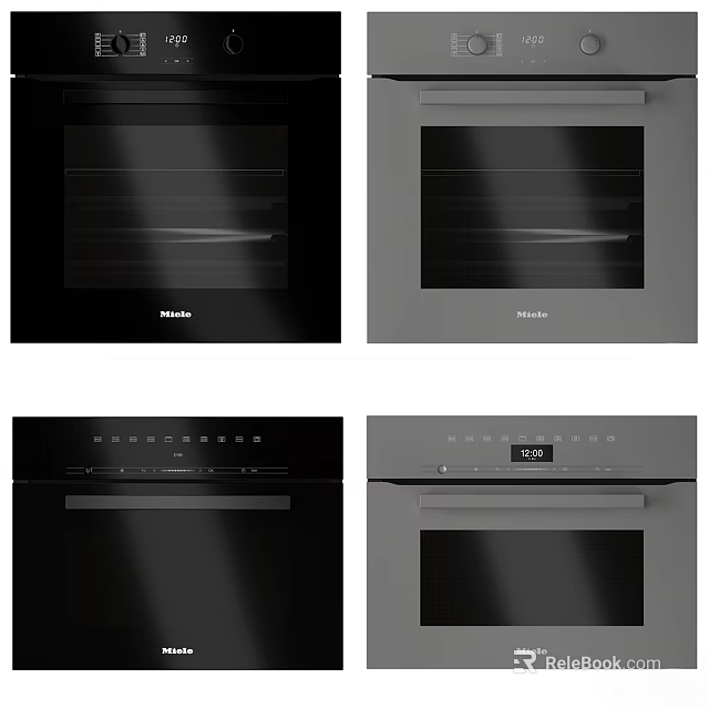 Miele Black And Gray Ovens With Sleek Design And Control Panel For Kitchen 3d model 