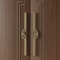 Golden Decorative Handles On Brown Wooden Doors With Elegant Design