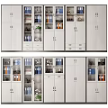 Modern Bookcase with Glass Doors Multiple Compartments and Drawers for Organized Storage