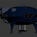 Futuristic Blue Silver Spaceship Model with Circular Hull and Detailed Thrusters for Cosmic Exploration