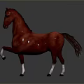 Realistic Red Horse 3D Model in Standing Pose on Gray Background