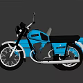 Vintage Black Motorcycle With Blue Sidecar on Shiny Surface Classic Design
