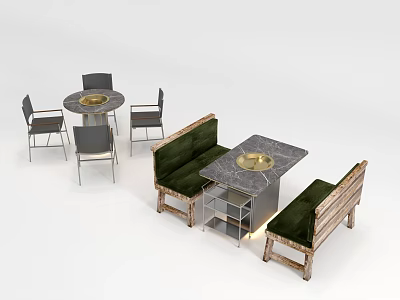 Public Chairs With Green Cushions And Wooden Frames For Outdoor Seating Space 3d model