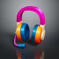 Colorful Pink Headband Headphones With Blue Orange Ear Cups And Microphone For Modern Audio Experience