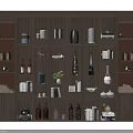 Elegant Wooden Decorative Cabinet With Lighting And Display Items Like Bottles Books Vases