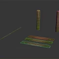 Natural Rustic Wood and Stone Moss Covered Posts and Planks as Decorative Garden Accents