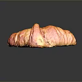 Freshly Baked Golden Flaky Croissant With Shiny Texture On Black Background