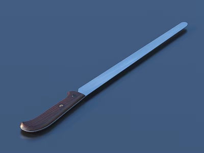 Premium Kitchen Knife With Sharp Stainless Steel Blade And Wooden Handle 3d model