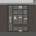 Modern Wooden Bookcase Interior Design With Layered Shelves Lighting And Decorative Items