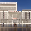 Detailed 3D Model of Modern Hospital Building With Surrounding Roads and Greenery