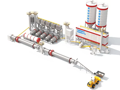 Modern Industrial Plant With Silos Conveyor Belts And Processing Equipment 3d model
