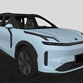 Modern Blue Electric SUV With Sleek Design Parked Near Tree