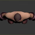 Muscular Shirtless Game and Movie Character with Purple Wrist Guards Gloves Silver Belt Red Shoes