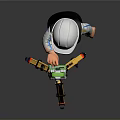 Construction Worker Figurine Using Green Surveying Instrument On Yellow Tripod With White Hard Hat