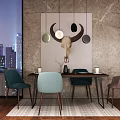 Modern Dining Table and Chair Combination 3d model