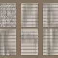 Textured White Wall Panels Design With Six Different Patterns On Beige Background 3d model