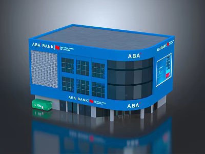 ABA Bank Commercial Complex With Blue Exterior Modern Architecture And Prominent Signage 3d model