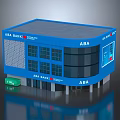 ABA Bank Commercial Complex With Blue Exterior Modern Architecture And Prominent Signage