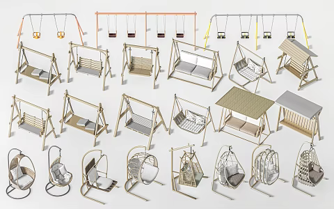 Modern Swing Chair Swing Combination Hanging Chair Outdoor Swing 3d model